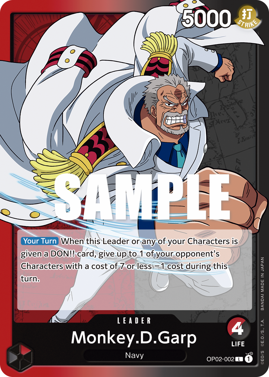 Carte Monkey.D.Garp OP02-002 Leader — One Piece TCG OP-02 (Bandai)