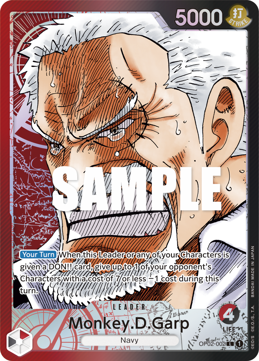 Carte Alt-Art Monkey.D.Garp OP02-002_p1 Leader — One Piece TCG OP-02 Paramount War (Bandai)