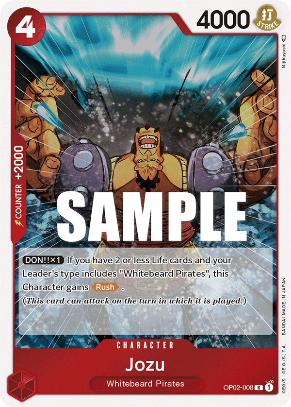 Carte Jozu OP02-008 Rare — One Piece TCG OP-02 (Bandai)