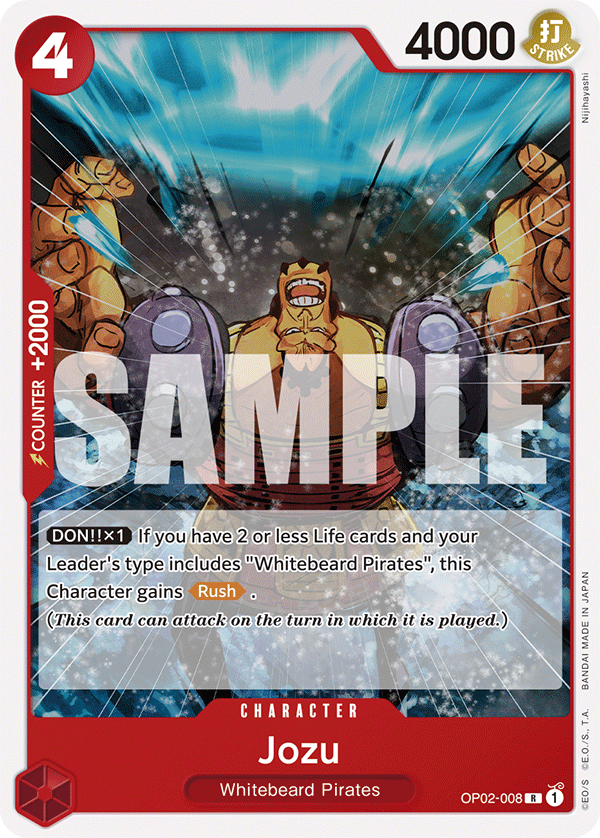 Carte Alt-Art Jozu OP02-008_p1 Rare — One Piece TCG OP-02 Paramount War (Bandai)