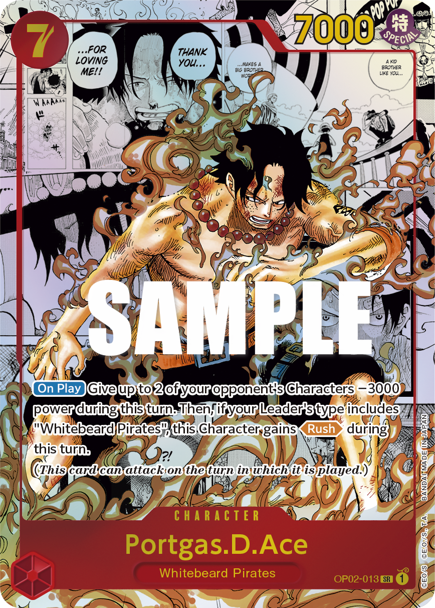 Carte Manga Rare Portgas.D.Ace OP02-013_p2 Super Rare — One Piece TCG OP-02 Paramount War (Bandai)