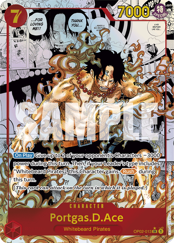 Carte Portgas.D.Ace OP02-013_r1 Super Rare Serial — One Piece TCG PRB-01 The Best (Bandai)