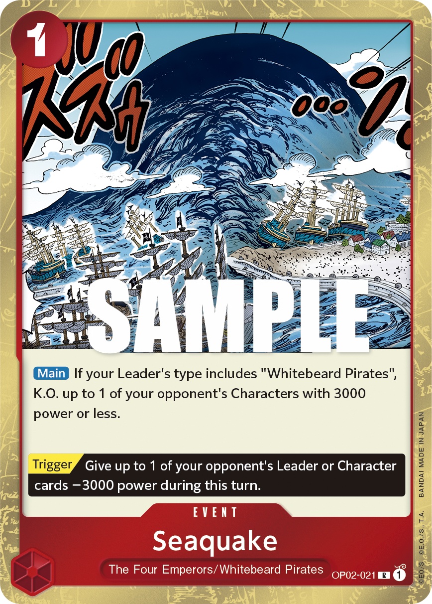 Carte Seaquake OP02-021 Rare — One Piece TCG OP-02 Paramount War (Bandai)