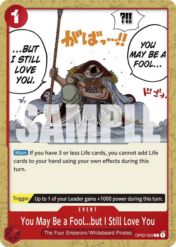 Carte You May Be a Fool...but I Still Love You OP02-023_p1 Common Alt Art — One Piece TCG OP-02 Paramount War (Bandai)