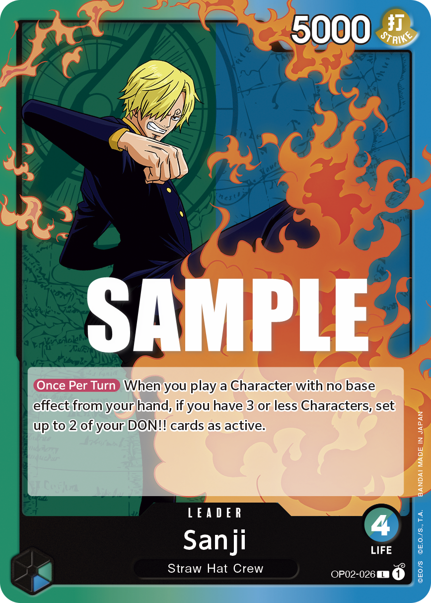 Carte Sanji OP02-026 Leader — One Piece TCG OP-02 (Bandai)