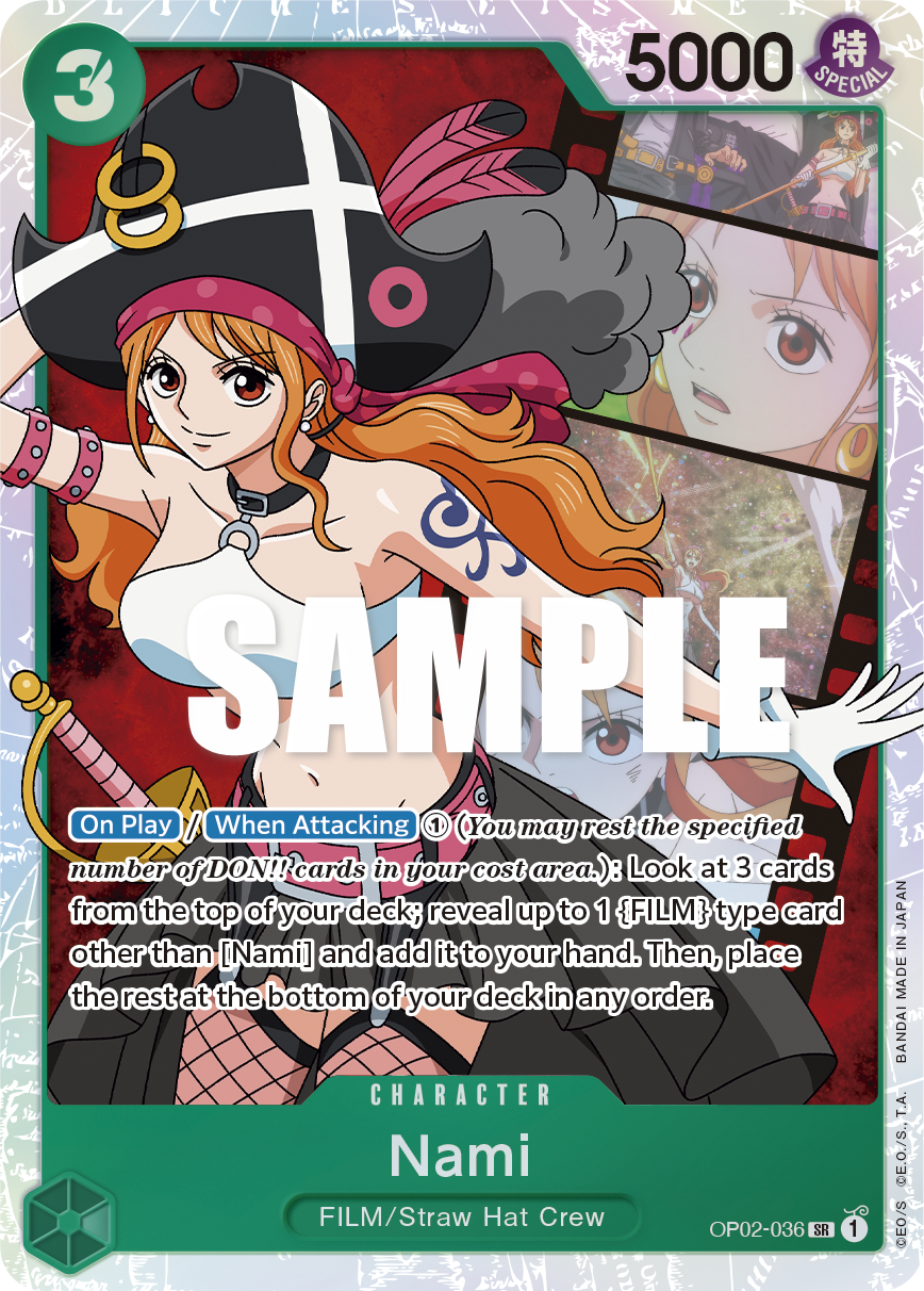 Carte Nami OP02-036 Super Rare — One Piece TCG OP-02 Paramount War (Bandai)