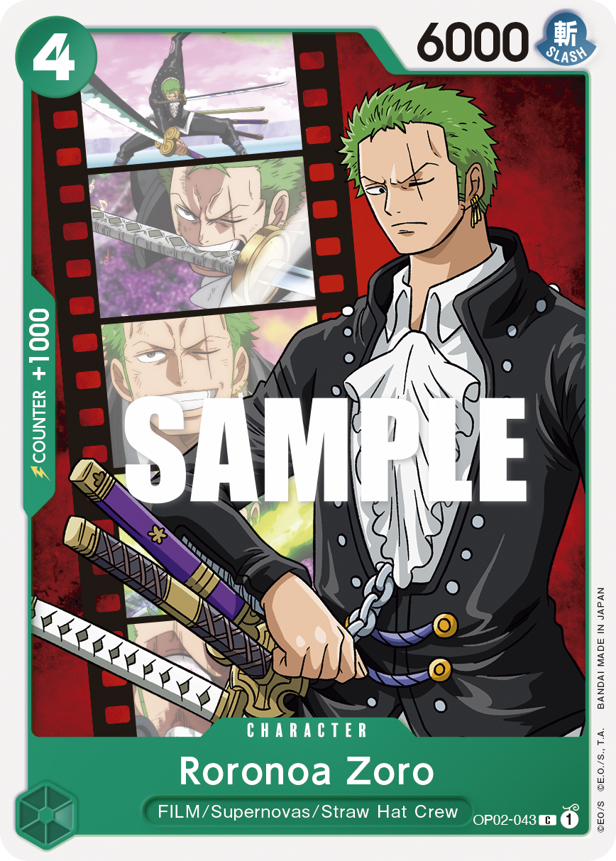 Carte Roronoa Zoro OP02-043 Common — One Piece TCG OP-02 Paramount War (Bandai)
