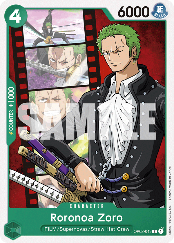 Carte Roronoa Zoro OP02-043_p1 Common Alt Art — One Piece TCG ST-11 Starter Deck: Uta (Bandai)