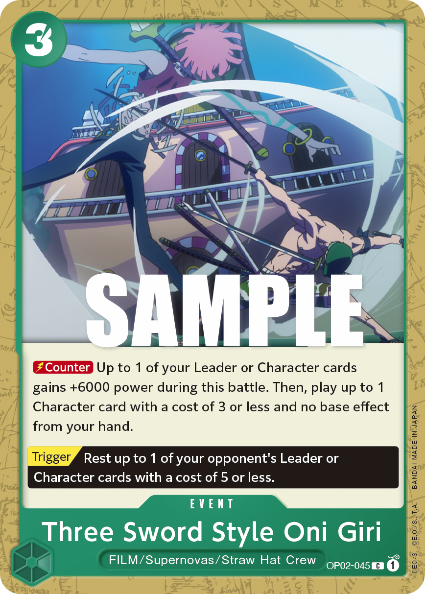 Carte Three Sword Style Oni Giri OP02-045 Common — One Piece TCG OP-02 Paramount War (Bandai)
