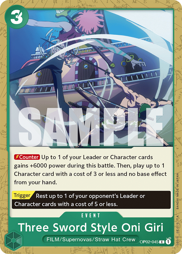 Carte Three Sword Style Oni Giri OP02-045_p1 Common Alt Art — One Piece TCG ST-11 Starter Deck: Uta (Bandai)