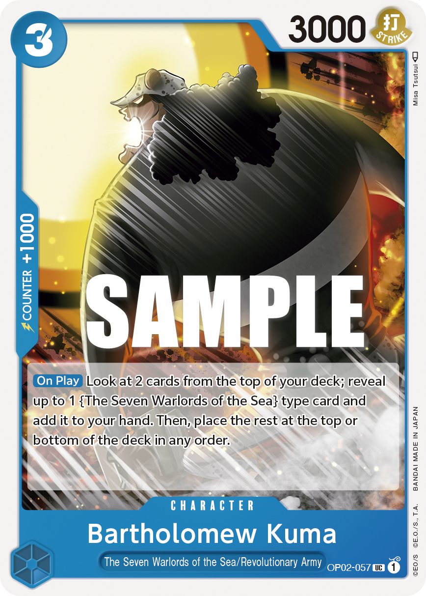 Carte Bartholomew Kuma OP02-057 Uncommon — One Piece TCG OP-02 Paramount War (Bandai)