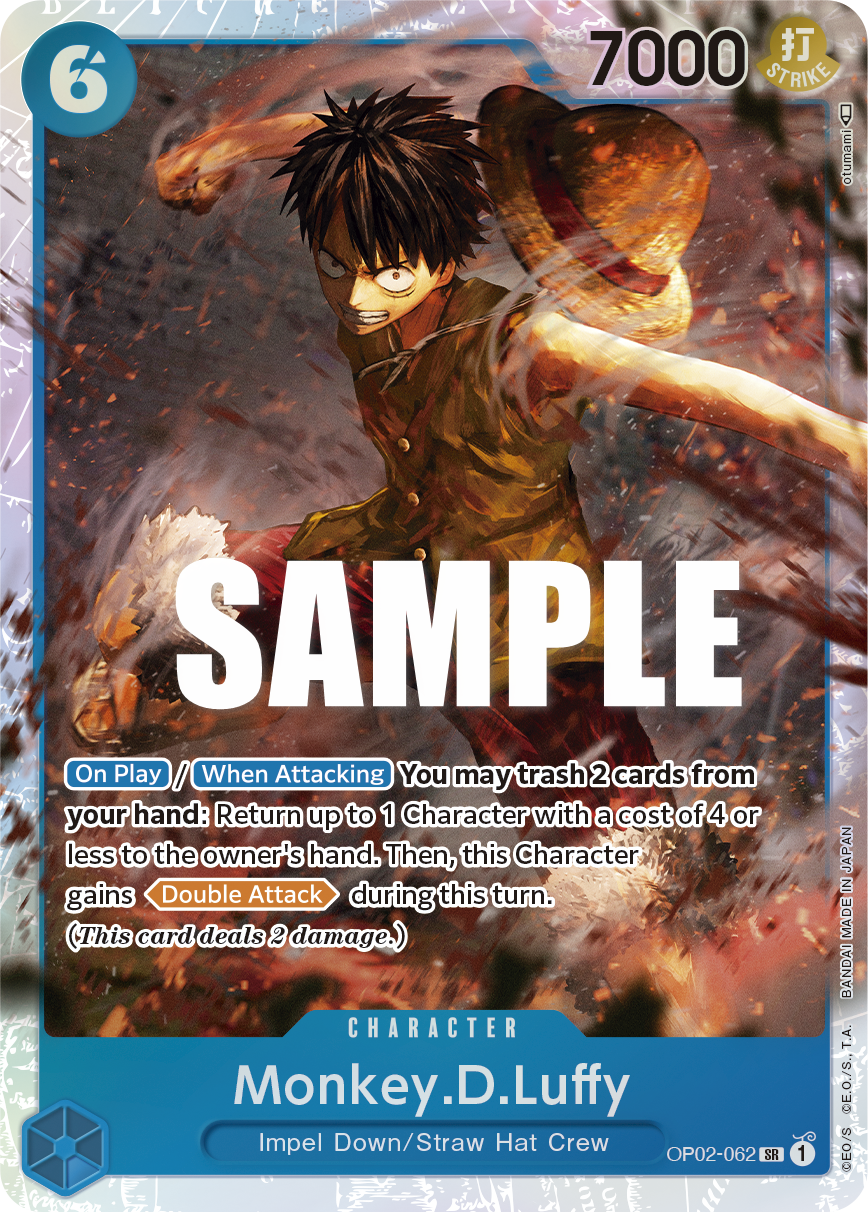 Carte Monkey.D.Luffy OP02-062 Super Rare — One Piece TCG OP-02 Paramount War (Bandai)