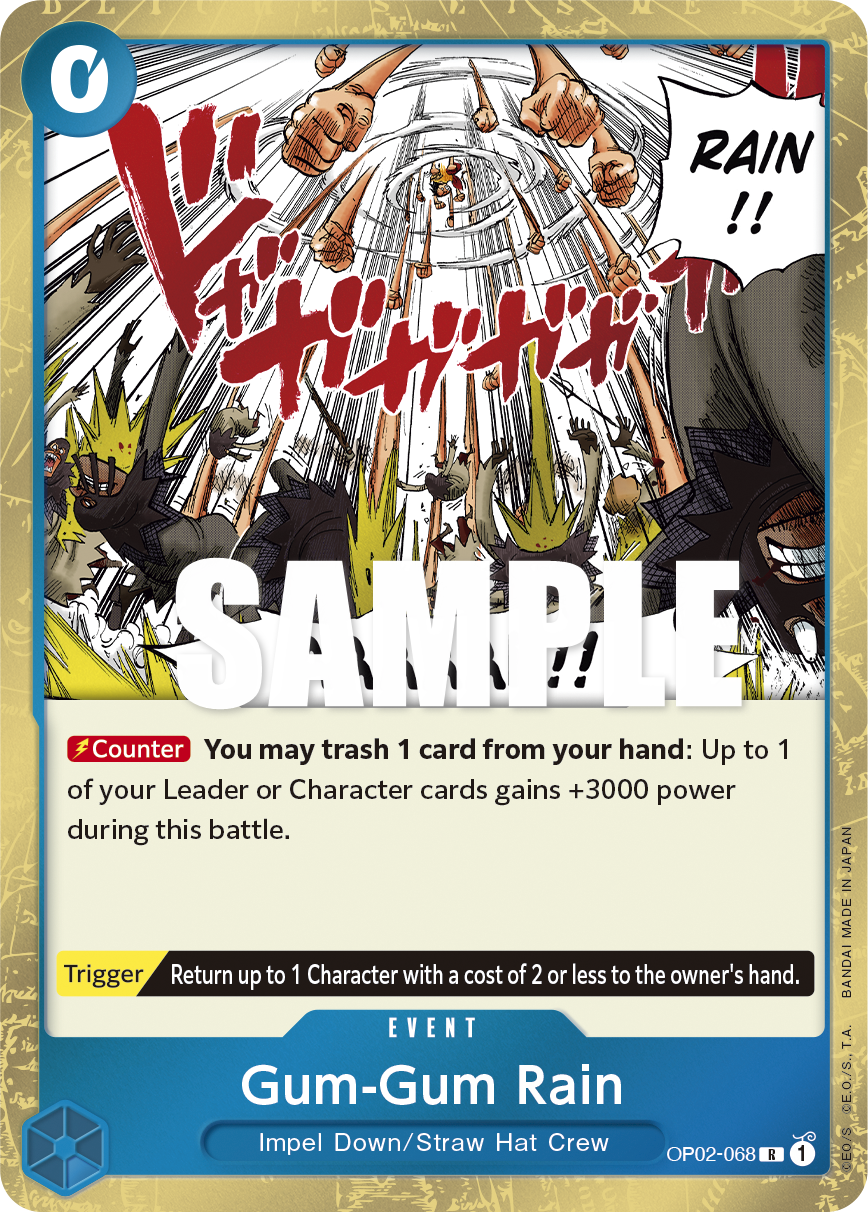 Carte Gum-Gum Rain OP02-068 Rare — One Piece TCG OP-02 Paramount War (Bandai)