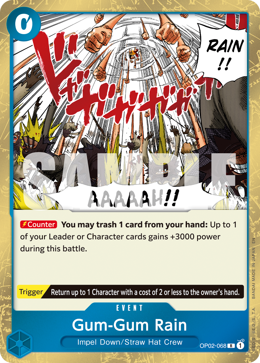 Carte Gum Gum Pluie OP02-068_r1 Rare Serial — One Piece TCG PRB-02 The Best Vol. 2 (Bandai)