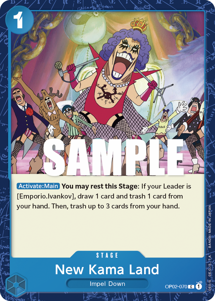 Carte New Kama Land OP02-070 Common — One Piece TCG OP-02 Paramount War (Bandai)