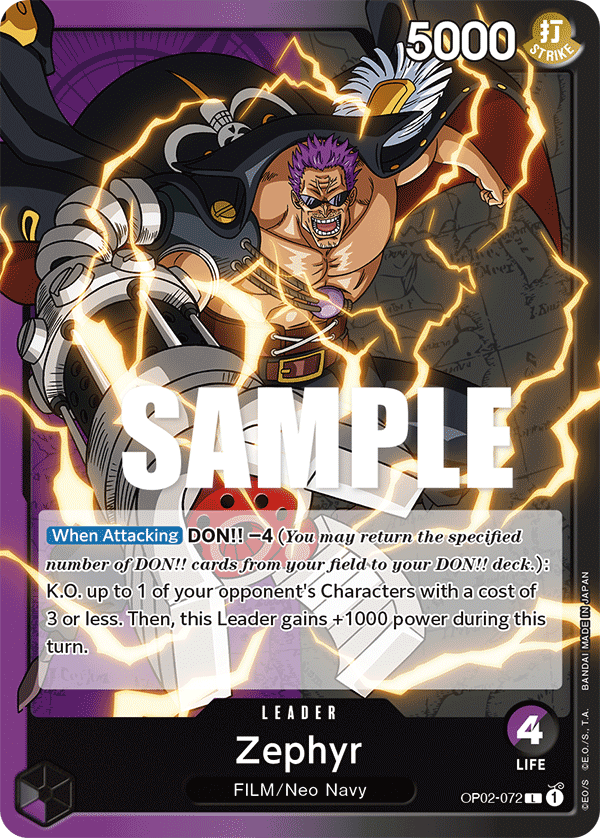 Carte Zephyr OP02-072 Leader — One Piece TCG OP-02 (Bandai)