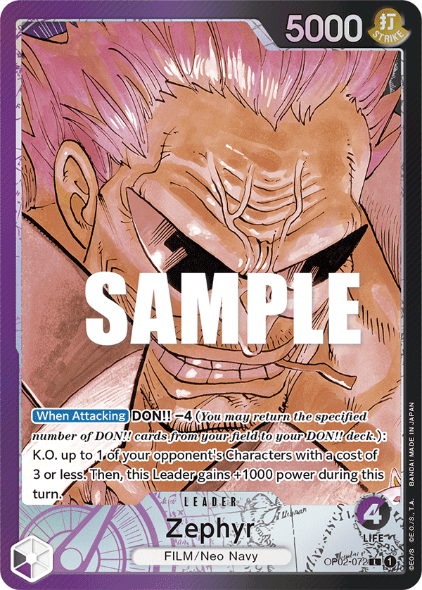 Carte Zephyr OP02-072_p1 Leader — One Piece TCG OP-02 (Bandai)
