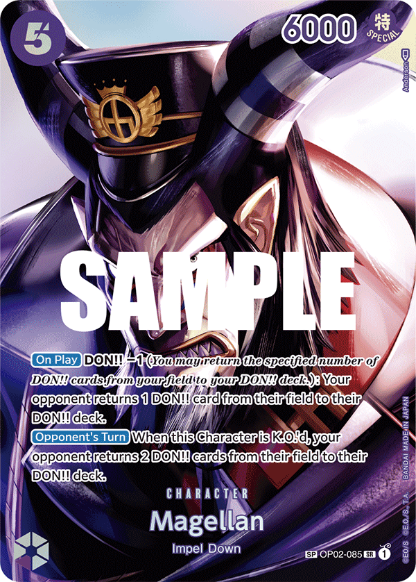 Carte Magellan OP02-085_p2 Special Alt Art — One Piece TCG OP-04 Kingdoms of Intrigue (Bandai)