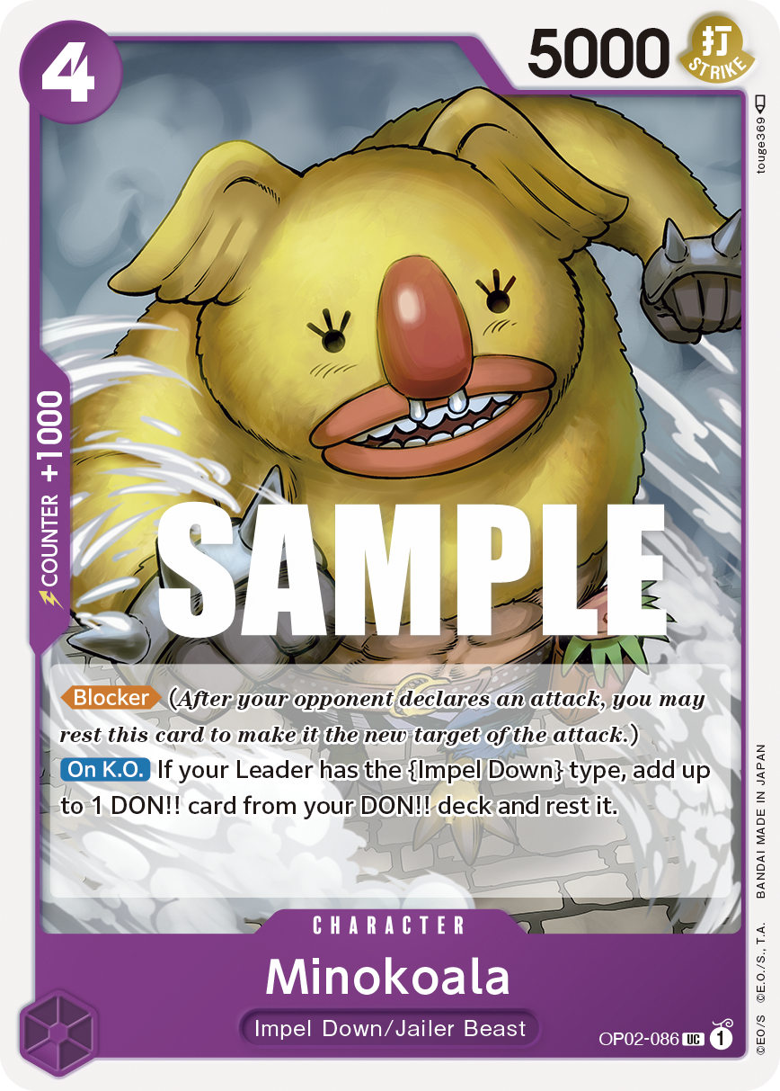 Carte Minokoala OP02-086 Uncommon — One Piece TCG OP-02 Paramount War (Bandai)