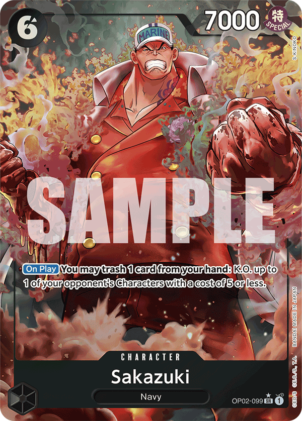 Carte Sakazuki OP02-099_p4 Super Rare Alt Art — One Piece TCG PRB-01 The Best (Bandai)