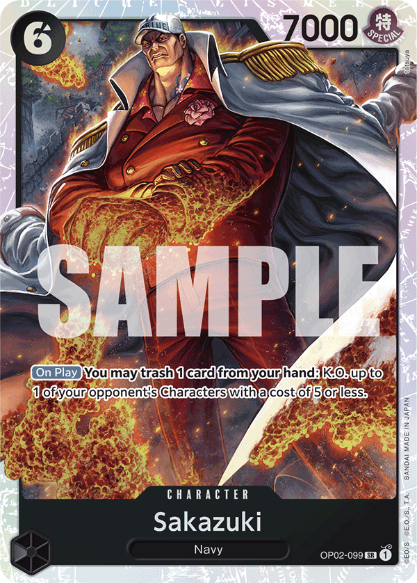 Carte Sakazuki OP02-099_r1 Super Rare Serial — One Piece TCG PRB-01 The Best (Bandai)