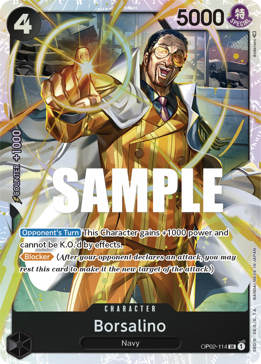 Carte Borsalino OP02-114 Super Rare — One Piece TCG OP-02 Paramount War (Bandai)