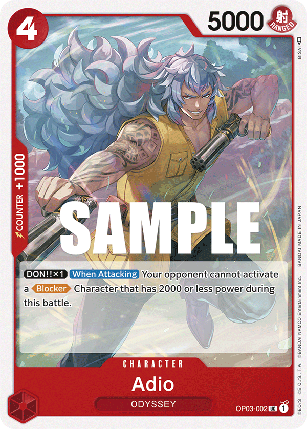 Carte Adio OP03-002 Uncommon — One Piece TCG OP-03 (Bandai)