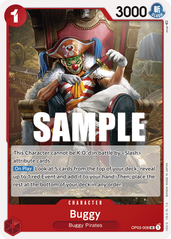 Carte Buggy OP03-008 Uncommon — One Piece TCG OP-03 Pillars of Strength (Bandai)
