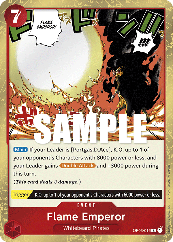 Carte Flame Emperor OP03-016 Rare — One Piece TCG OP-03 Pillars of Strength (Bandai)