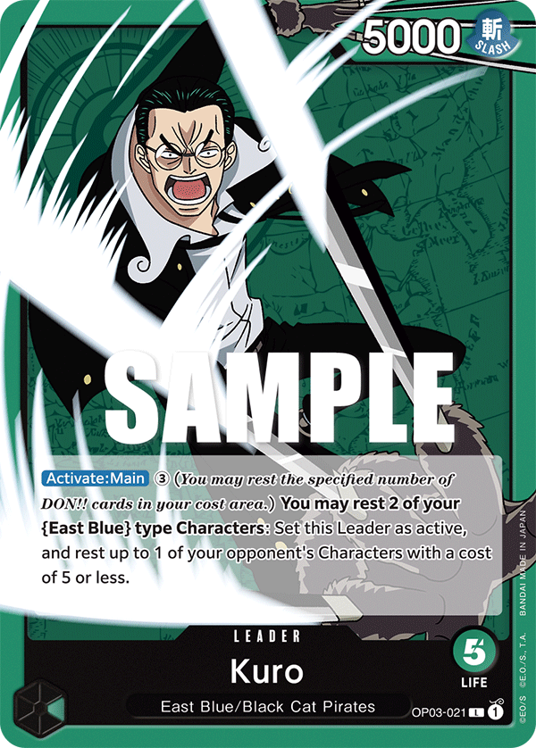 Carte Kuro OP03-021 Leader — One Piece TCG OP-03 Pillars of Strength (Bandai)