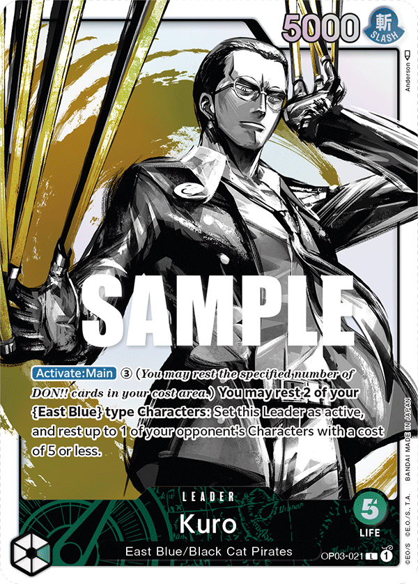 Carte Kuro OP03-021_p1 Leader Alt Art — One Piece TCG OP-03 Pillars of Strength (Bandai)