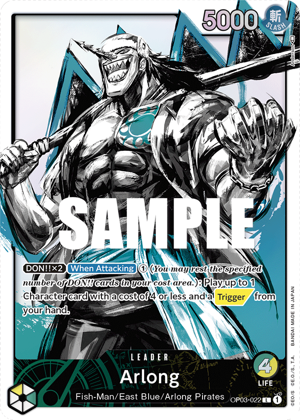 Carte Arlong OP03-022_p1 Leader — One Piece TCG OP-03 (Bandai)