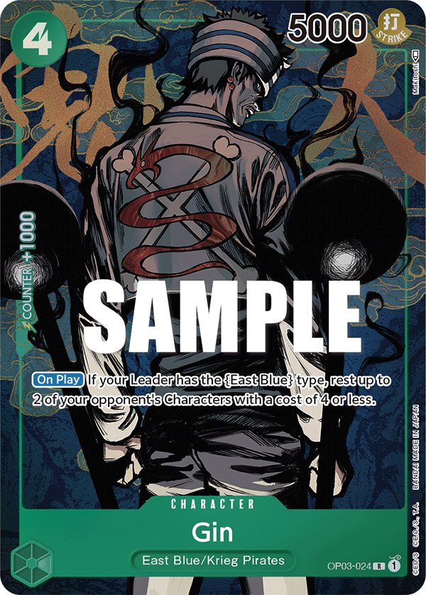 Carte Gin OP03-024_p1 Rare Alt Art — One Piece TCG OP-03 Pillars of Strength (Bandai)