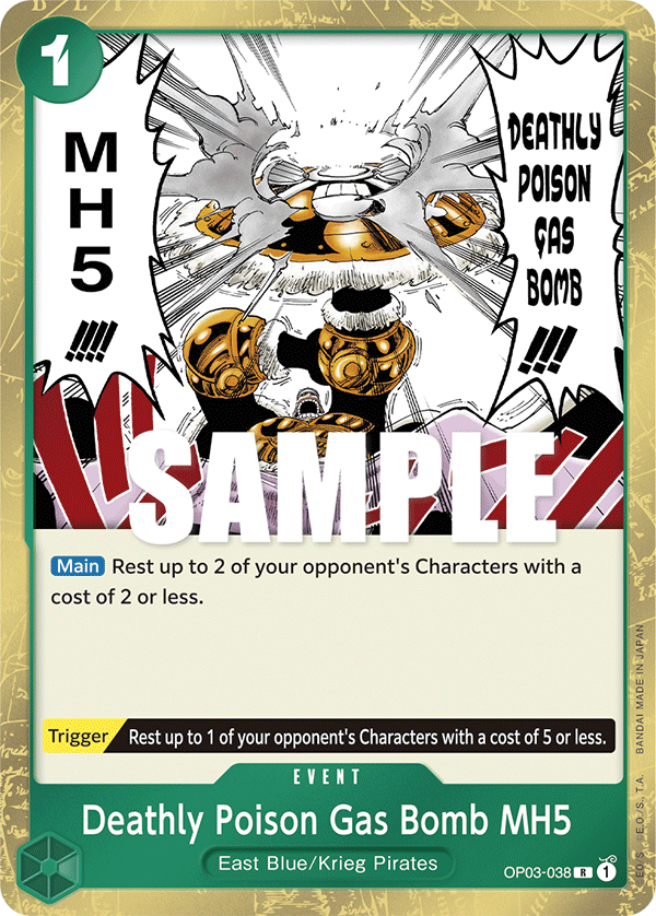 Carte Deathly Poison Gas Bomb MH5 OP03-038 Rare — One Piece TCG OP-03 Pillars of Strength (Bandai)