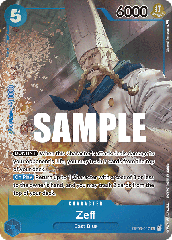 Carte Zeff OP03-047_p1 Rare Alt Art — One Piece TCG OP-03 Pillars of Strength (Bandai)