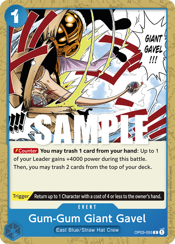 Carte Gum-Gum Giant Gavel OP03-055 Common — One Piece TCG OP-03 Pillars of Strength (Bandai)