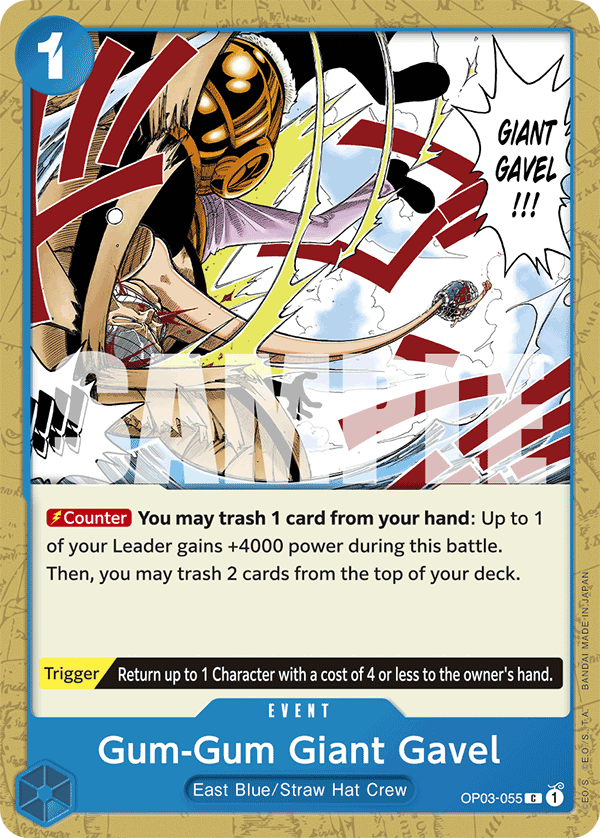 Carte Gum-Gum Giant Gavel OP03-055_p1 Common Alt Art — One Piece TCG OP-03 Pillars of Strength (Bandai)