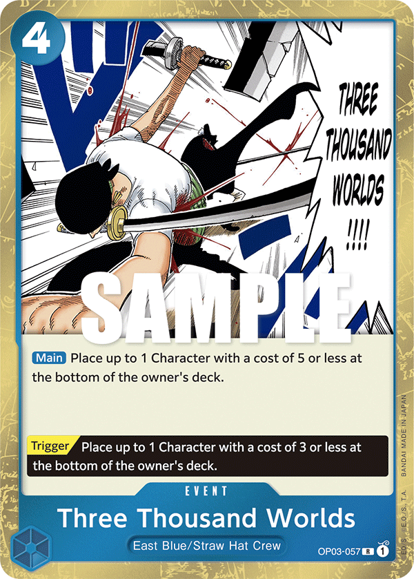 Carte Three Thousand Worlds OP03-057 Rare — One Piece TCG OP-03 Pillars of Strength (Bandai)