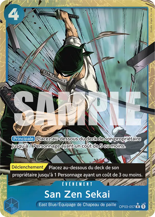 Carte San Zen Sekai OP03-057_p4 Rare PRB-01 — One Piece TCG (Bandai)