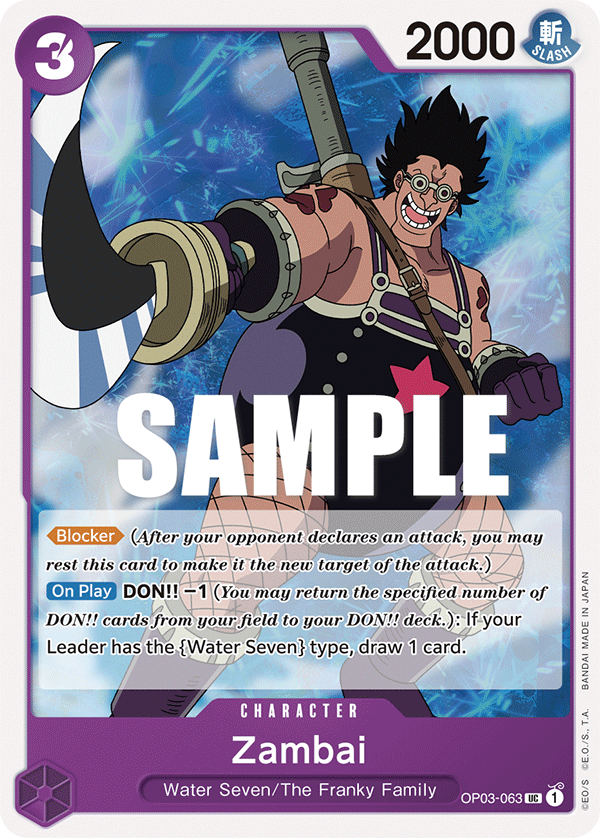 Carte Zambai OP03-063 Uncommon — One Piece TCG OP-03 Pillars of Strength (Bandai)