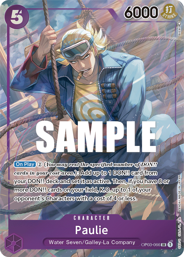 Carte Paulie OP03-066_p1 Super Rare Alt Art — One Piece TCG OP-03 Pillars of Strength (Bandai)