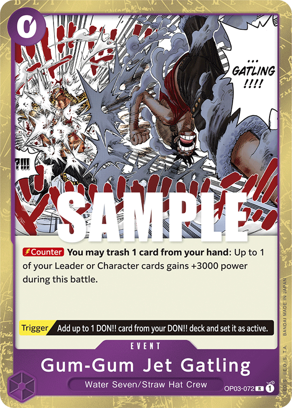 Carte Gum-Gum Jet Gatling OP03-072 Rare — One Piece TCG OP-03 Pillars of Strength (Bandai)