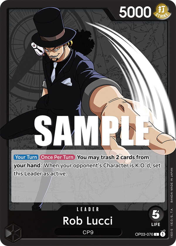 Carte Rob Lucci OP03-076 Leader — One Piece TCG OP-03 Pillars of Strength (Bandai)