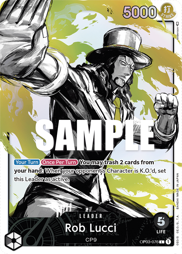 Carte Rob Lucci OP03-076_p1 Leader Alt Art — One Piece TCG OP-03 Pillars of Strength (Bandai)