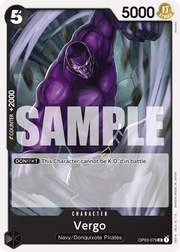 Carte Vergo OP03-079_p1 Uncommon Alt Art — One Piece TCG OP-03 Pillars of Strength (Bandai)
