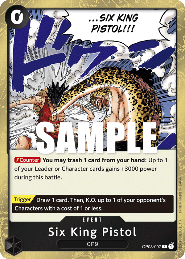 Carte Six King Pistol OP03-097 Rare — One Piece TCG OP-03 Pillars of Strength (Bandai)