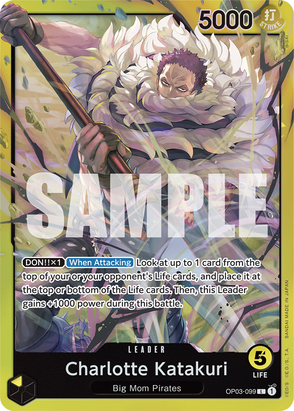 Carte Charlotte Katakuri OP03-099_p2 Leader Alt Art — One Piece TCG ST-20 Starter Deck: Yellow Charlotte Katakuri (Bandai)