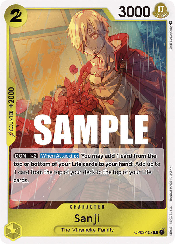 Carte Sanji OP03-102 Rare — One Piece TCG OP-03 Pillars of Strength (Bandai)