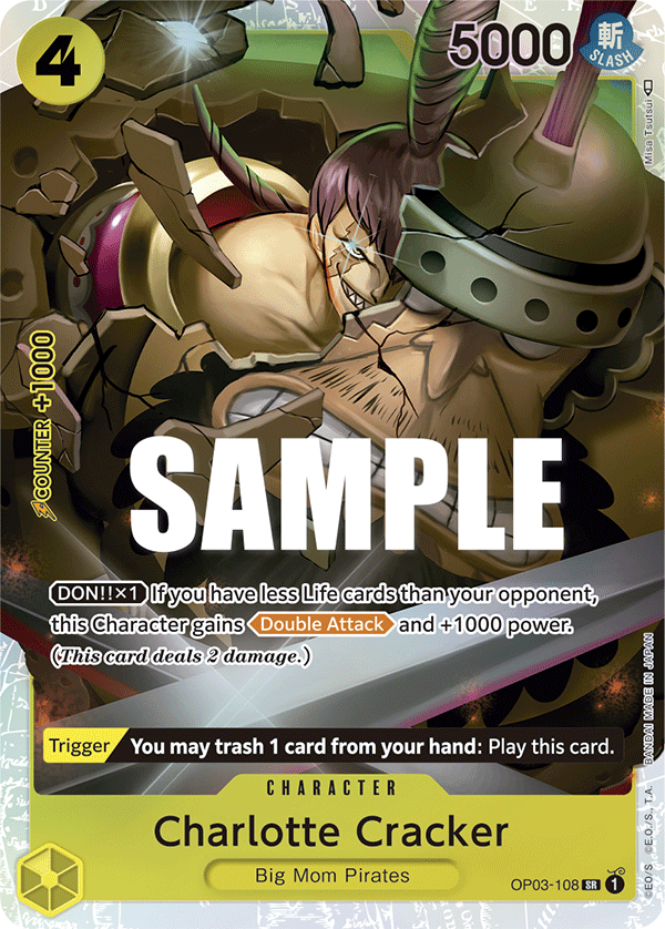 Carte Charlotte Cracker OP03-108 Super Rare — One Piece TCG OP-03 Pillars of Strength (Bandai)