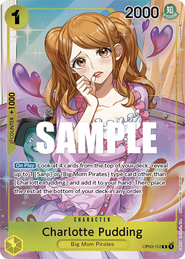 Carte Charlotte Pudding OP03-112_p1 Rare Alt Art — One Piece TCG OP-03 Pillars of Strength (Bandai)